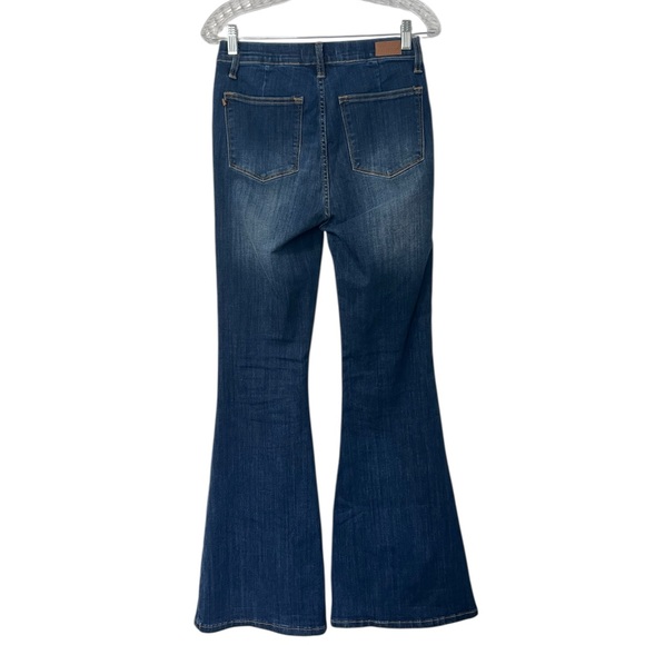Judy Blue Dark Indigo Pull on Flare High Rise Denim Jeans Boho Stretch Size 27 - Picture 3 of 15